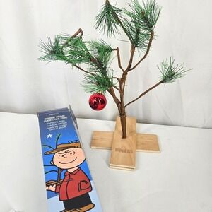 Peanuts Charlie Brown Christmas Tree 18 Inch Holiday Decor with Ornament Box